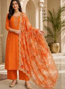Vibrant Orange Kurta with Dupatta