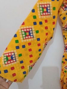 Vibrant Yellow Geometric Print Kurti