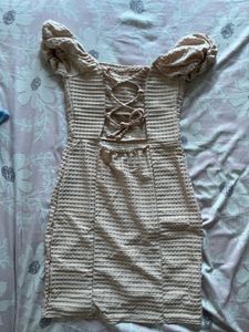 Cute Textured Puff Sleeve Dress