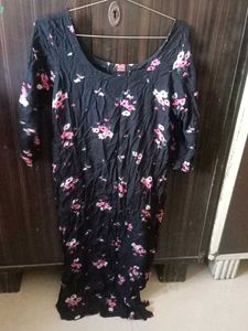 Black Floral Print Kurta for women