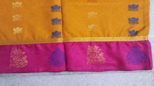 Yellow Saree With Pink Border