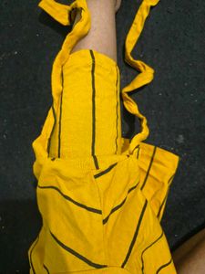 Yellow Striped Tie-Sleeve Top