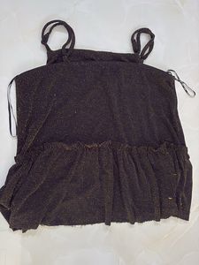 Sparkly Black Mini Ruffle Top