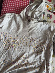 Grey Hoodie with Abstract Print