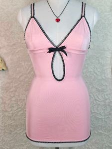 Cute Pink Lingerie Dress with Bow