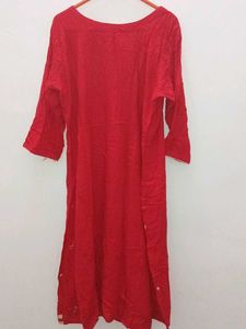 Vibrant Red Embroidered Kurti