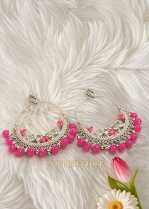 Stunning Pink Beaded Hoop Earrings