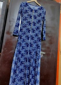 Navy Blue Floral Print Long Shrug for 34 Bust