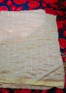 Elegant Teal Saree with Silver Checks