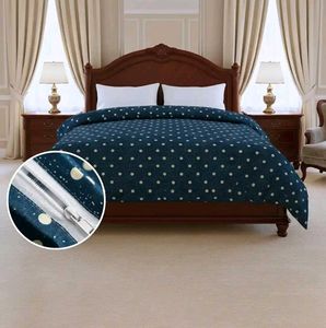White &amp; Blue Dot Printed Cotton Single Duvet Cover