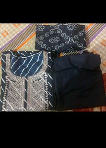 Elegant Navy Blue Kurta Set with Gold Embellishmen