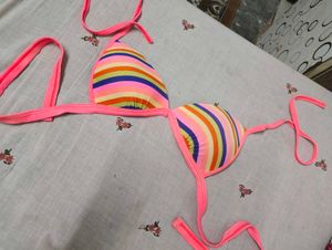 Colorful Striped Bikini Top