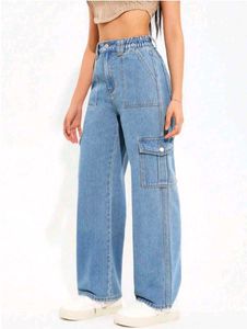 Cargo Wide Leg Denim Jeans | Waist 30-32 Fit | Hig