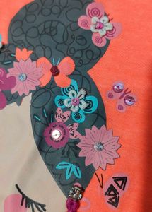Cute Girls Orange T-Shirt and Polka Dot Skirt Set