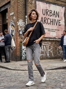 Stylish Ripped Grey Jeans