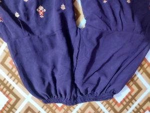 Designer Embroidered Purple Kurta