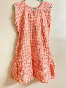 Cute Gingham Ruffle Hem Dress