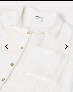 Zudio White Crop Button Shirt | Minimal Casual Top