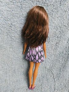Stylish Barbie Doll in Purple Snake Print Dress