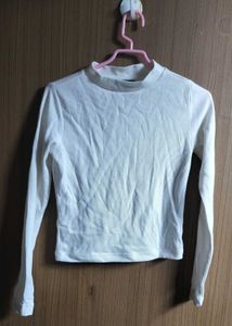 off White Long Sleeve Mock Neck Top