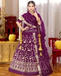 Stunning Purple Embroidered Lehenga Choli