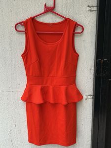 Vibrant Orange Peplum Dress
