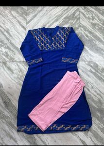 Blue Kurta with Pink Pants