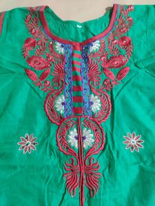 Vibrant Green Embroidered Kurti