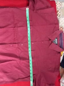CHEST POCKETS Men's Casual Maroon Shirt