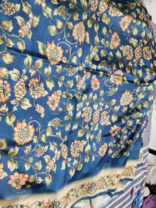 Blue Saree with Decorative Border
