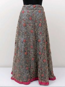 Elegant Pink Grey  Embroidered Lehenga Choli