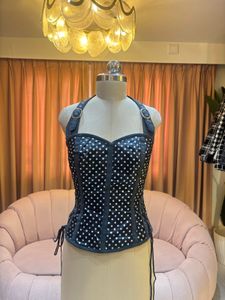 Polka Dot Halter Corset Top