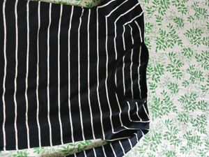 Black &amp; White Striped Long Sleeve Dress
