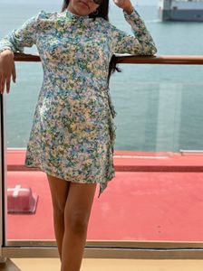 Floral Print Ruffle Mini Dress