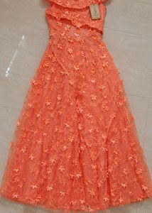 Stunning Peach Floral Gown