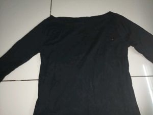 Classic Black Long Sleeve Boat Neck Top