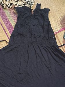 black Blue Eyelet Dress