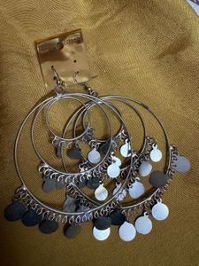 Chunky Hoop Earrings with Coin Charms