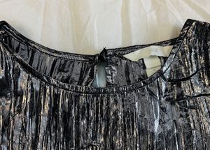 Sparkly Silver Puff Sleeve Top