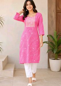 Vibrant Pink Bandhani kurti