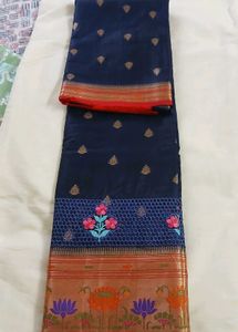 Elegant Navy Blue Silk Saree