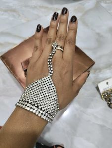 Exquisite Rhinestone Hand Bracelet &amp; Ring Set