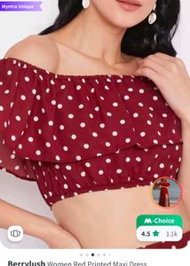 Red Polka Dot Co-ord Set with Slit skirt