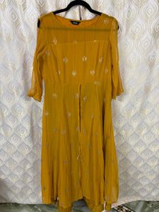Mustard Yellow Printed Kurta