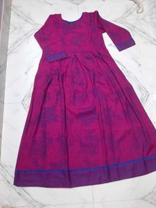 Purple Floral A-line Cut Kurti Attire