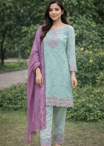Elegant Chikankari Kurta Set with Dupatta