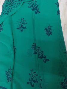 Green Floral Print Saree