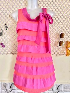 Pink &amp; Coral Tiered Bow Tank Top