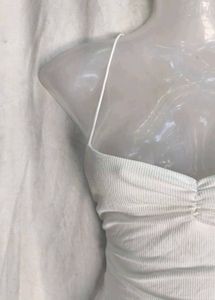 White Ruched Halter Crop Top