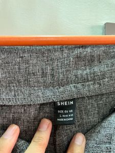 SHEIN Korean Grey Pleated Cropped Pants